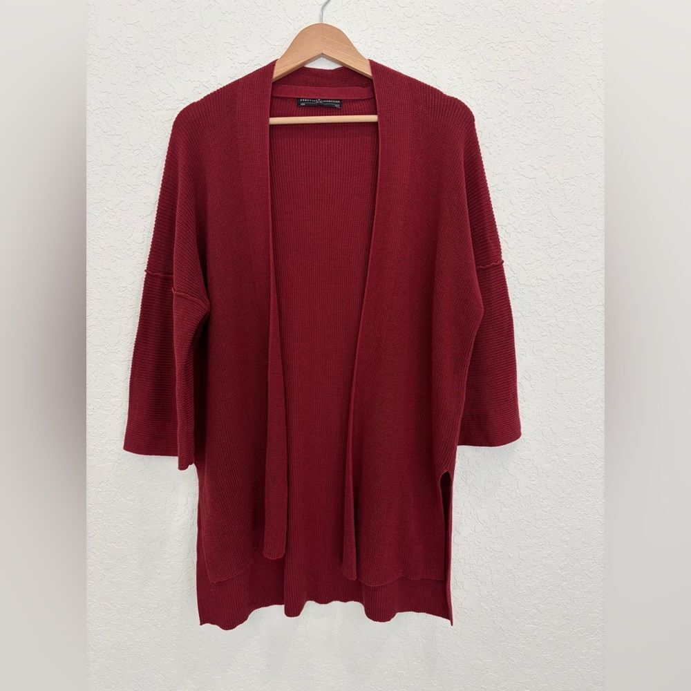 Peruvian Connection Red Open Cardigan Sweater Pima Cotton Size XS/S